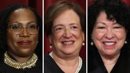Supreme Court Associate Justices Ketanji Brown Jackson, Elena Kagan and Sonia Sotomayor.