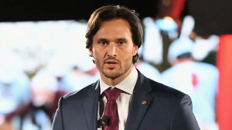 Jake Wood habla durante un evento para los veteranos y su servicio a la comunidad en Nueva York el 1 de mayo de 2019.