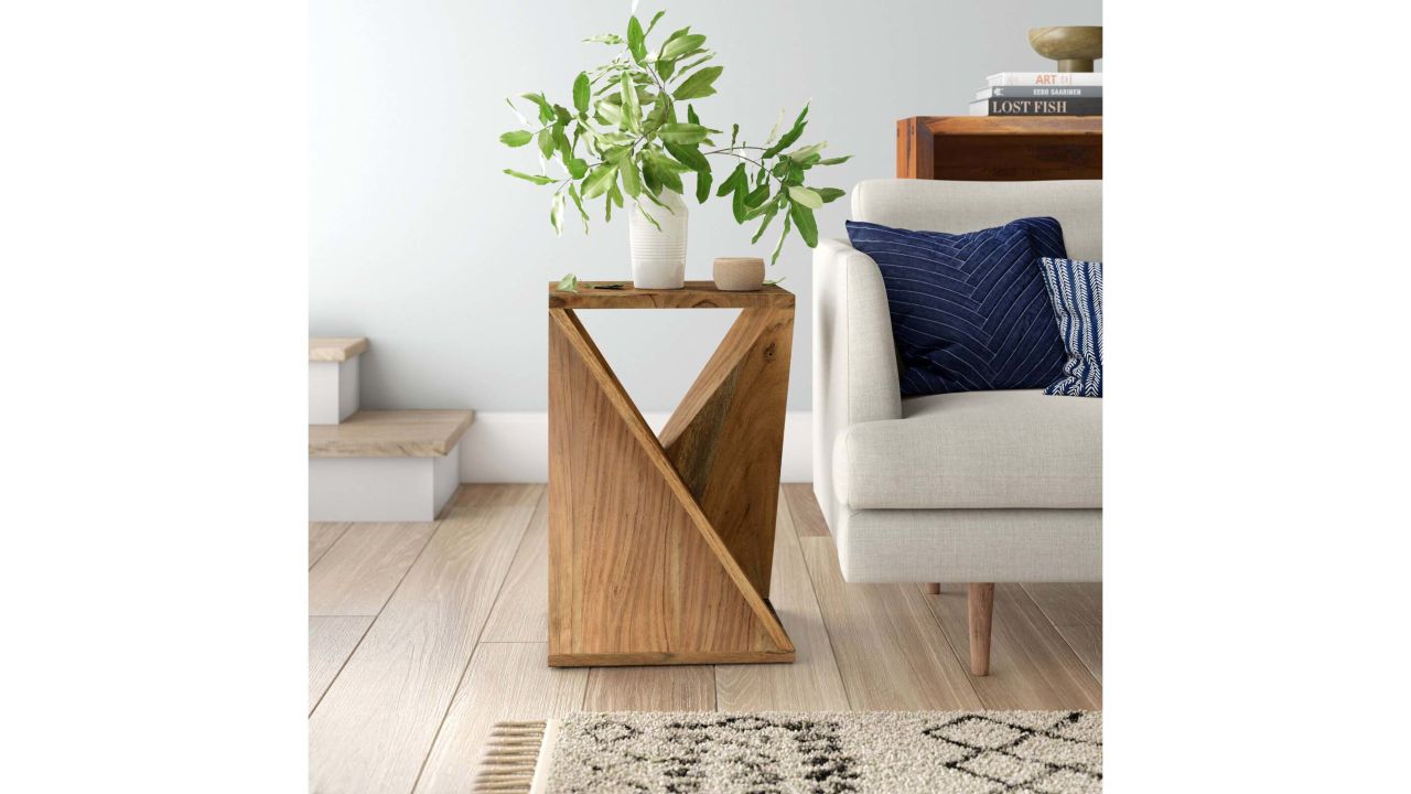 Rivera Solid Wood Abstract End Table