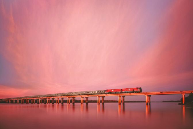 <strong>Start of the journey</strong>: The Ghan operates twice a week with service in either direction, north or south. For passengers departing from Darwin, on the first day the train rolls south through tropical plains and grasslands of the Northern Territory, across the Elizabeth River, and just to the east of Litchfield National Park.