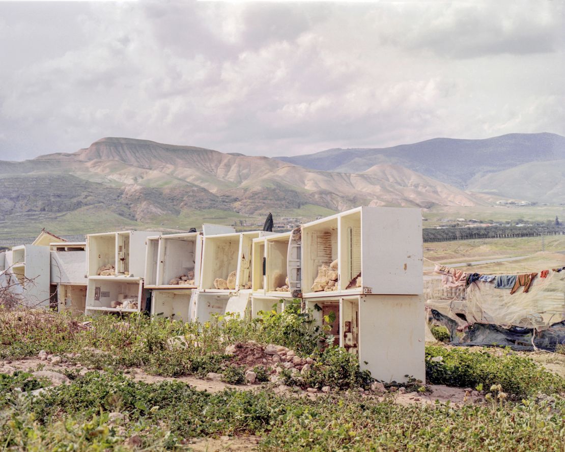 A fence made of refrigerators in a Bedouin community in Jericho.