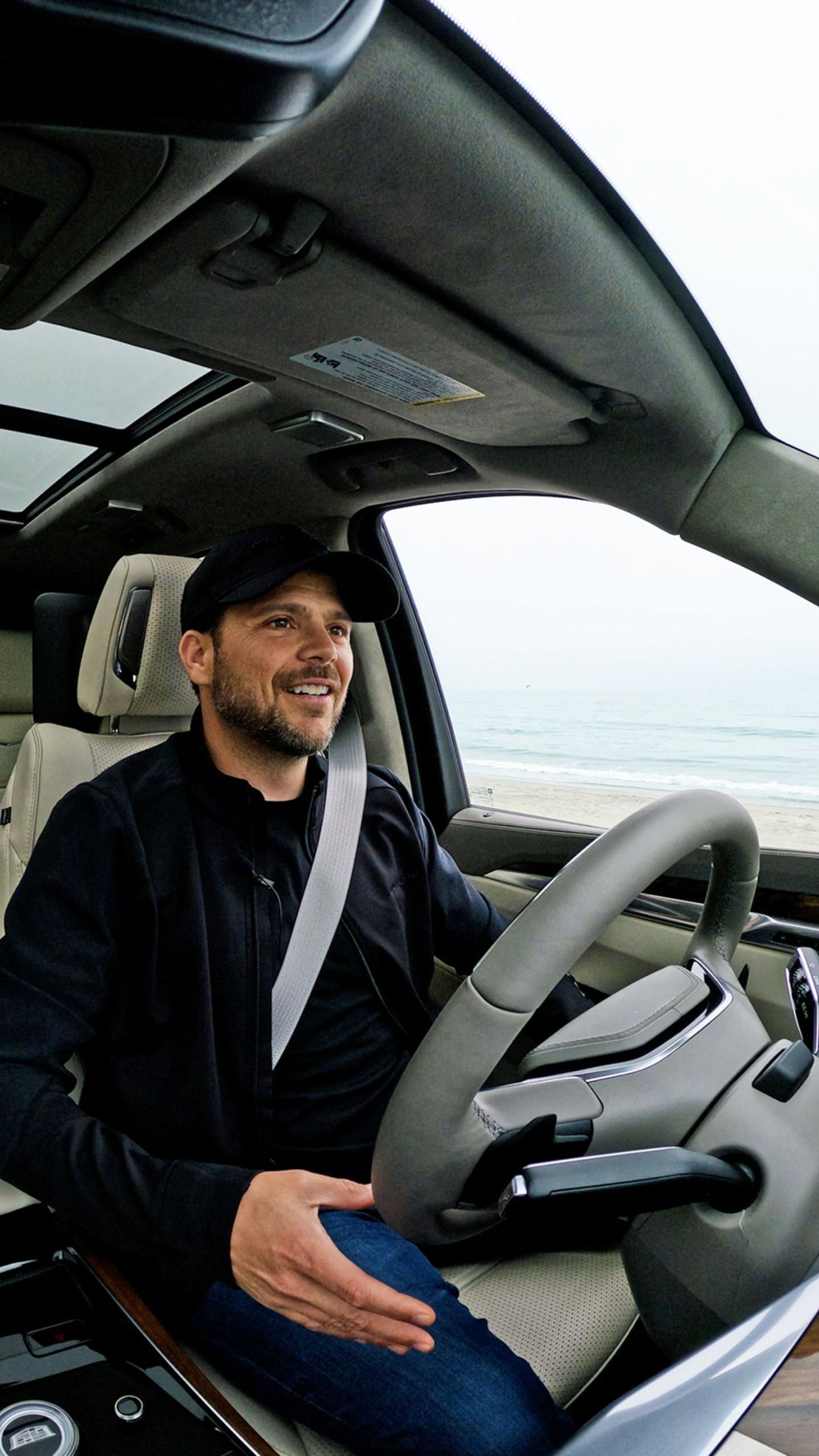 Jerry Ferrara with the 2025 Cadillac Escalade testing out its hands-free driver assistance technology, Super Cruise.