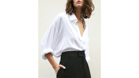 The Frankie Shop Hannah Silky Oversized Blouse 