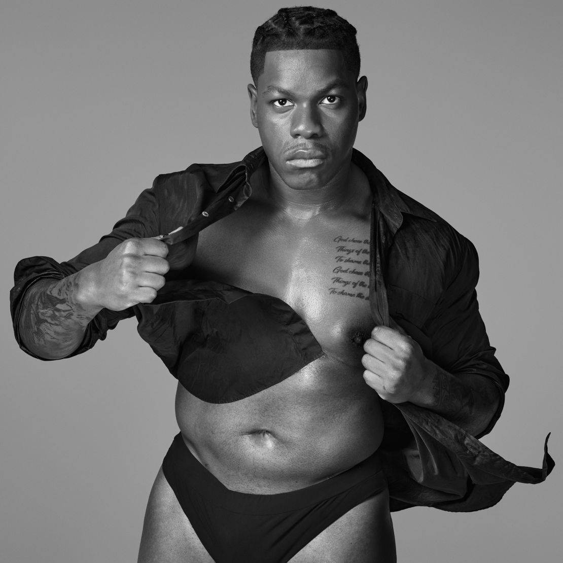 Actor and film producer John Boyega featured in the calendar, which alternated between beach and studio.