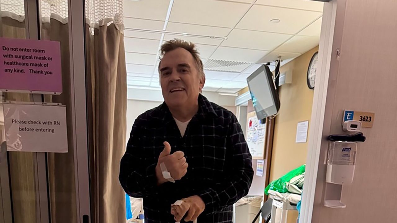 Sen. John Hoffman as he is released from the hospital.