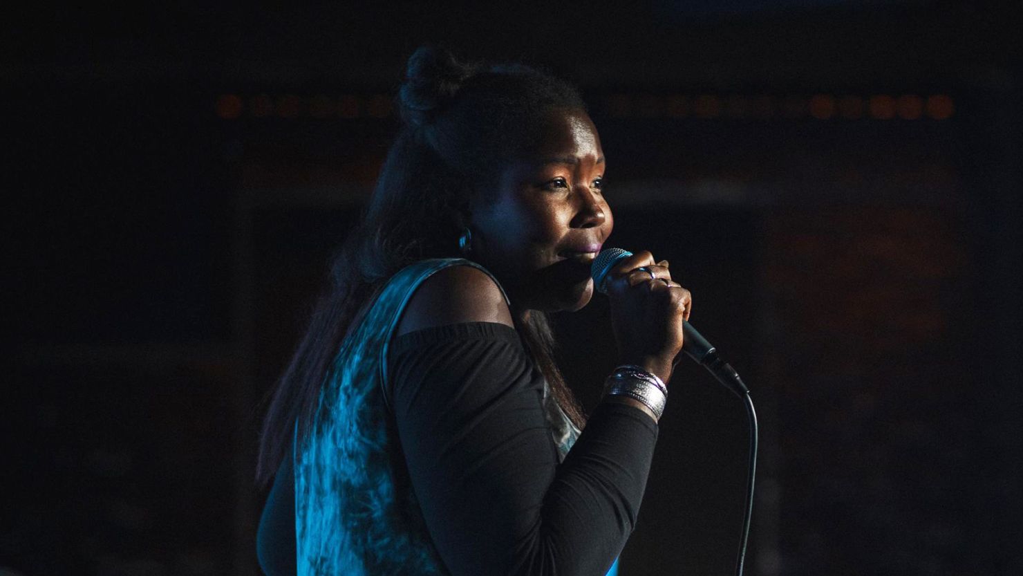 Jonnae Thompson, an actress, a singer, and a stand-up comedian, says that, since childhood, anxiety about her skin complexion has negatively affected her health. If she could speak to her younger self, she would say: “You’re beautiful. You’re brilliant.” (Ben French)