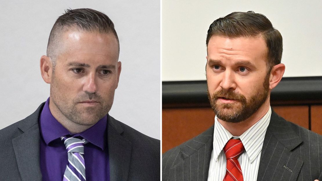 Former detective Joshua Jaynes, left, and Sgt. Kyle Meany