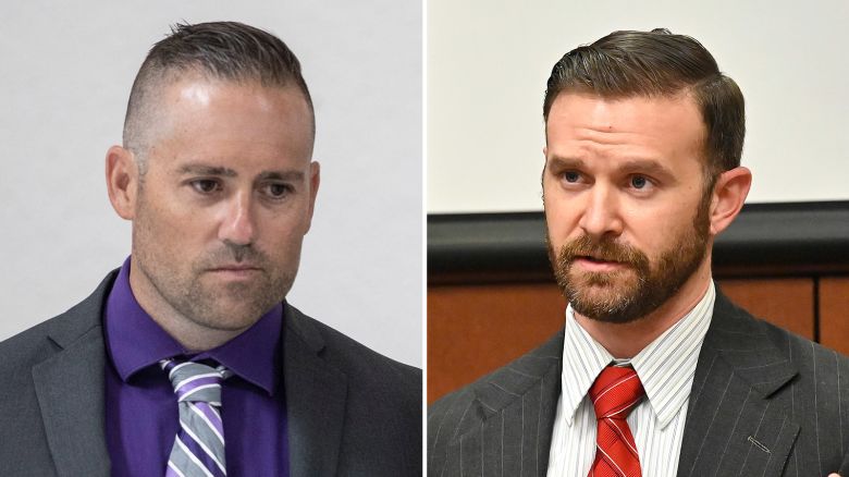 Former detective Joshua Jaynes, left, and Sgt. Kyle Meany, right.