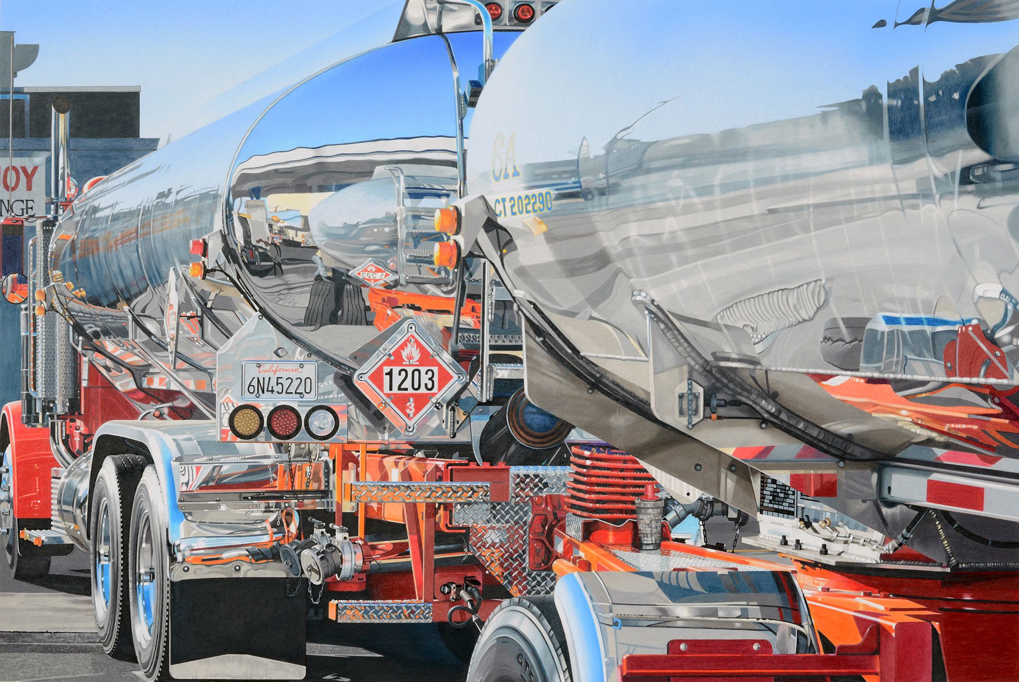 Some of Andrew Holmes' intricate drawings of American trucks take 500 hours to make.