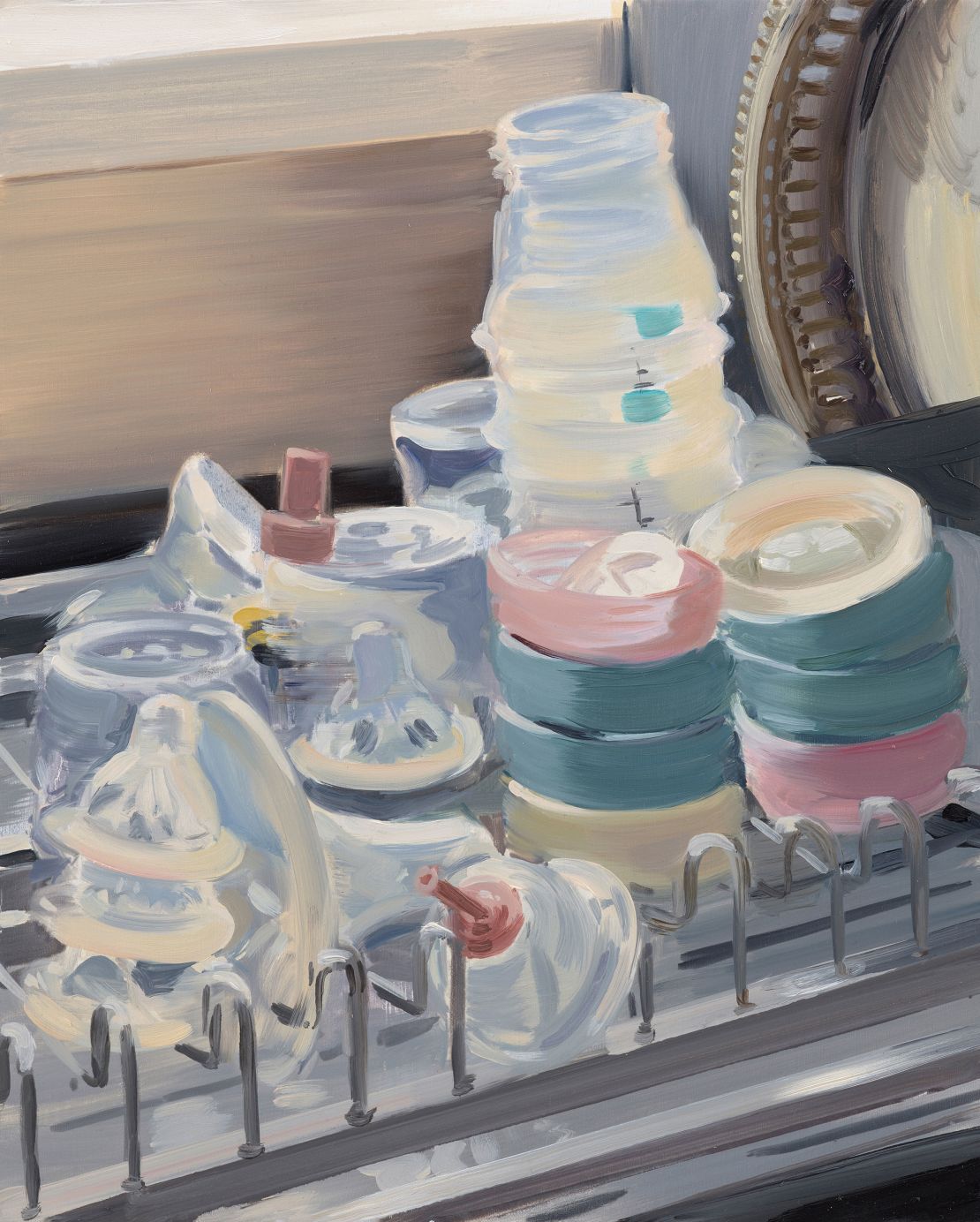 According to Walker, men responded most to her 2022 painting “Bottles and Pumps” when it was first shown at the Stephen Friedman Gallery in London.