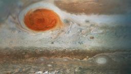 Jupiter’s Great Red Spot, as seen from a Juno flyby in 2018. The Red Spot we see today is likely not the same one famously observed by Cassini in the 1600s, according to a new Geophysical Research Letters paper. Credit: Enhanced Image by Gerald Eichstadt and Sean Doran 