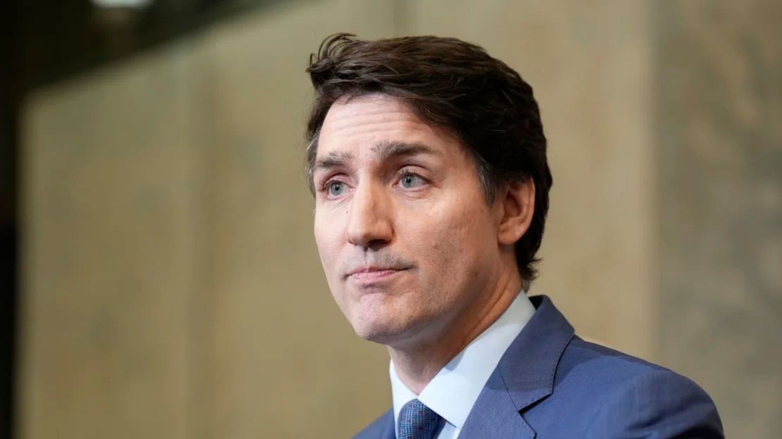 El primer ministro de Canadá, Justin Trudeau, ofrece una conferencia de prensa sobre los aranceles estadounidenses en Ottawa el martes.