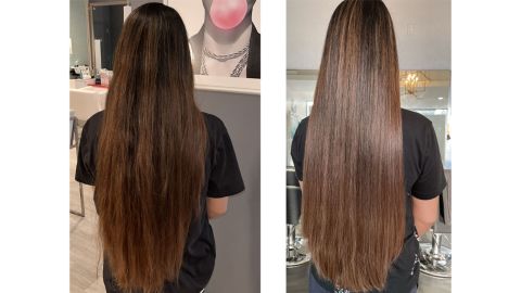 Before using JVN hair products (left) and after (right).