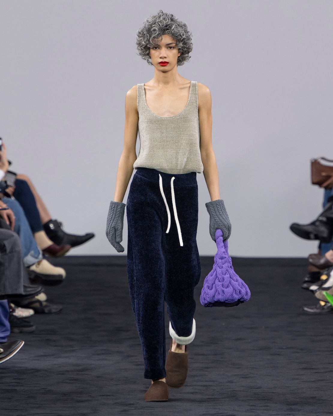 Jonathan Anderson's collection harked back to the 1950's housewife, throwing on what is closest to hang clothes out on the washing line.