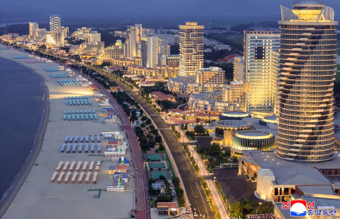 New beach resort opens at North Korea's Wonsan-Kalma Coastal Tourist Zone on June 24, 2025, in this image released by North Korea’s Central New Agency.