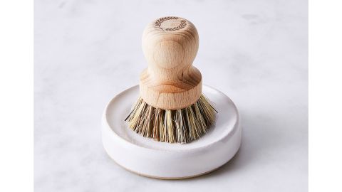 Farmhouse Pottery Handmade Kitchen Scrub Brush & Holder Set with Natural Fiber Bristles