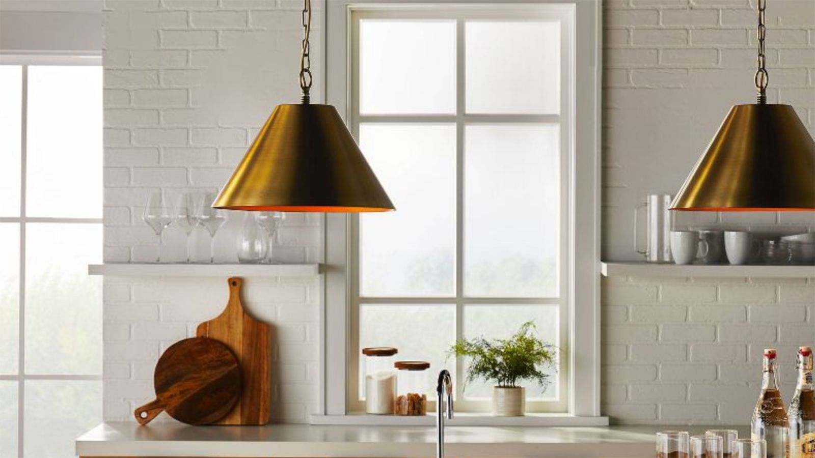 Reeded Glass Pendant Brass - Threshold™ Designed With Studio Mcgee : Target