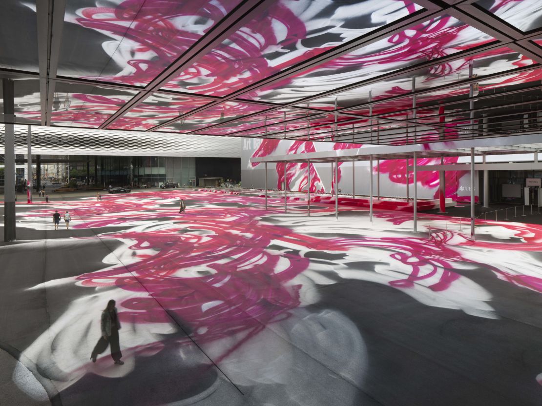 Grosse’s work covers the Messeplatz, a public square outside Art Basel.