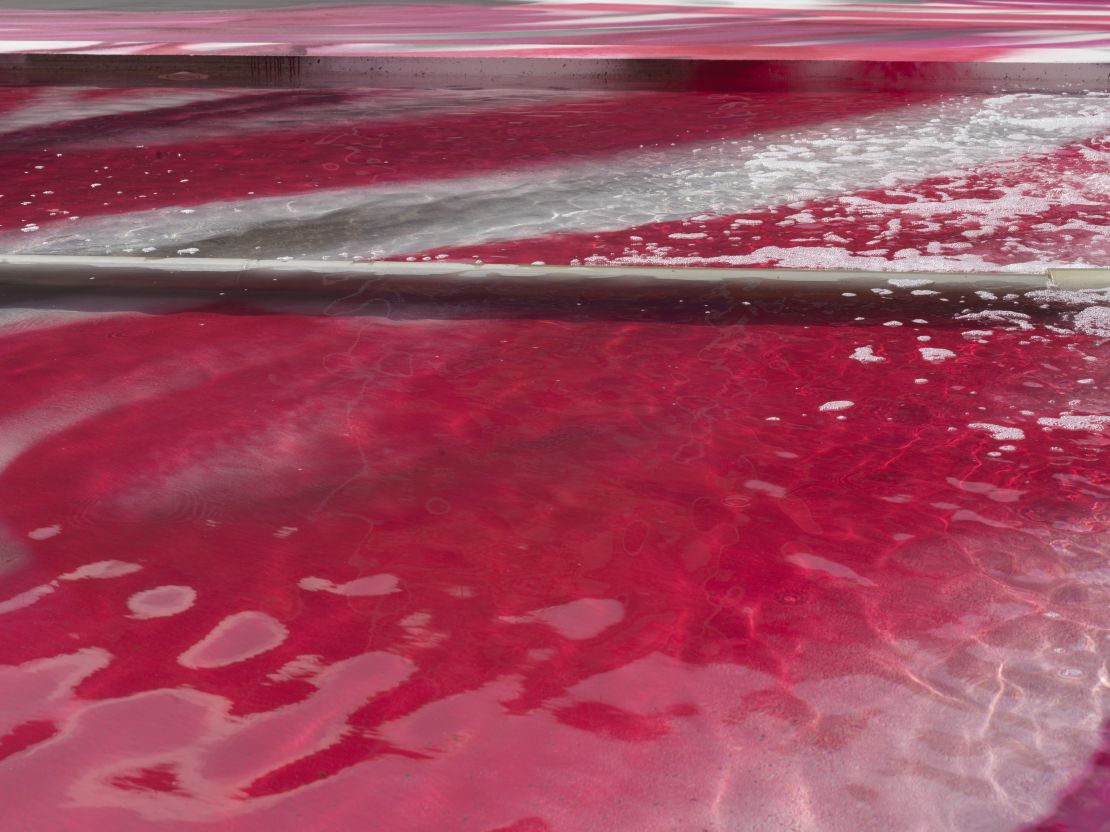 Grosse painted the bottom of the square’s fountain, which was drained and covered with an anti-graffiti coating before it was painted.