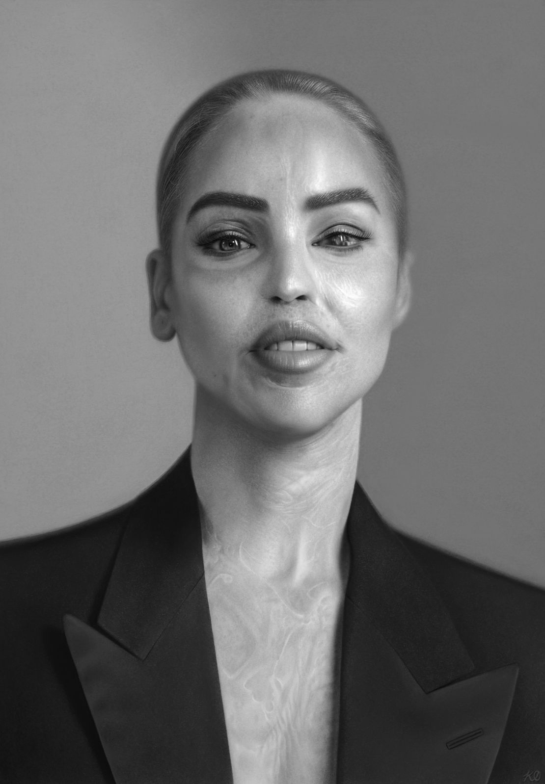 Okafor's artwork of acid attack survivor, author and activist, Katie Piper.