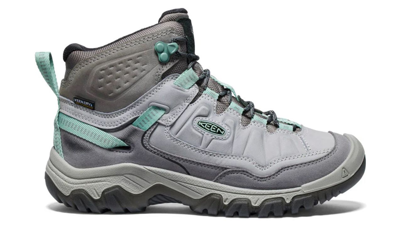 keen Women's Targhee IV Waterproof Hiking Boot in alloy/granite green