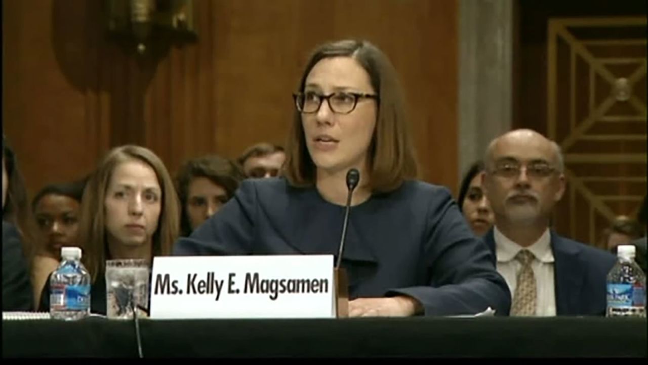 This screengrab from video from 2014 shows Ms. Kelly E. Magsamen testifying to congress in Washington, DC. 