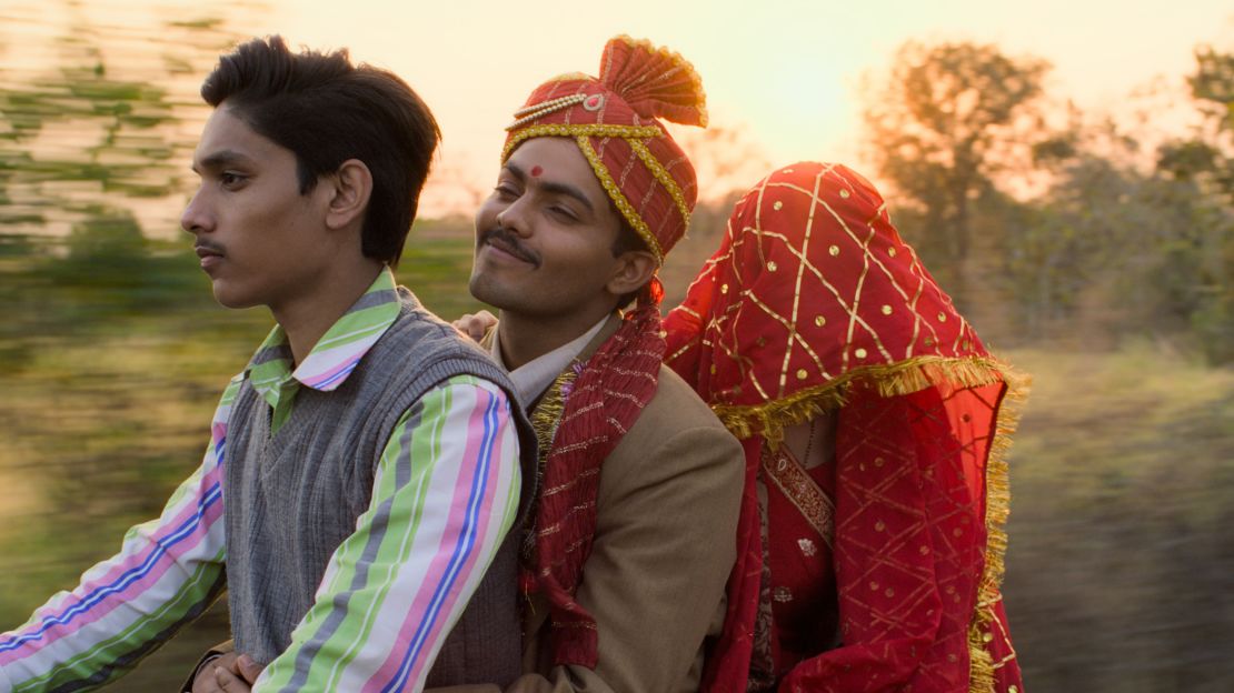 Sparsh Shrivastava (center) as Deepak and Nitanshi Goel (right) as Phool in a scene from "Lost Ladies."