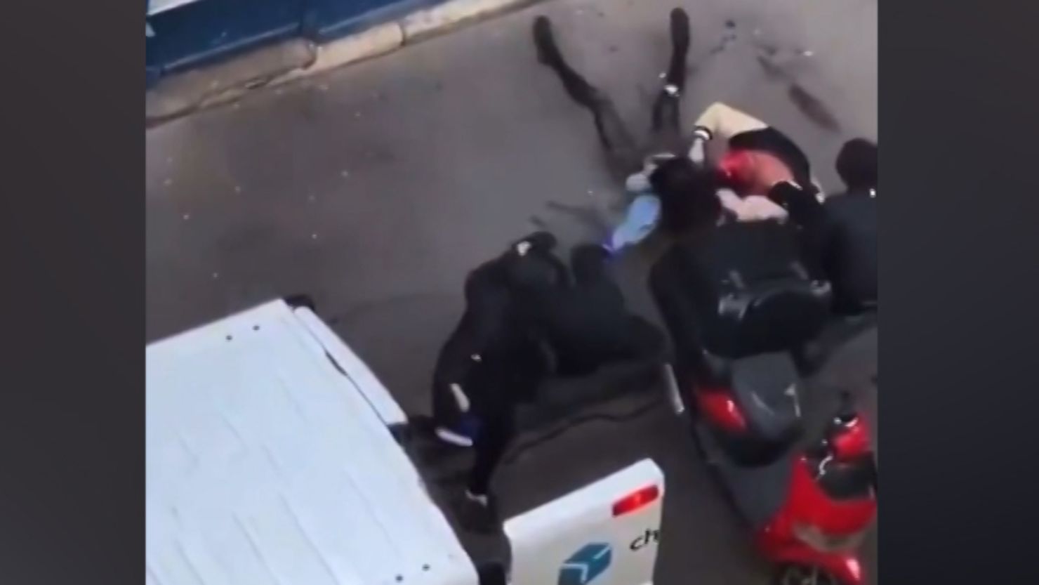 Four masked men attacked the daughter, her partner and their child on Tuesday morning.