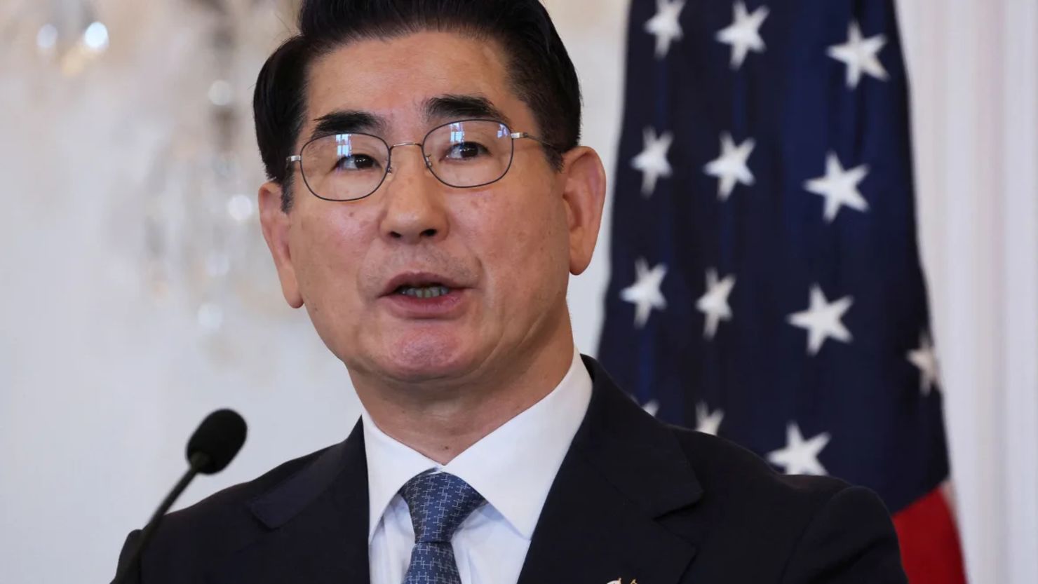 El ministro de Defensa de Corea del Sur, Kim Yong-hyun, asiste a una conferencia de prensa conjunta en el Departamento de Estado en Washington el 31 de octubre.