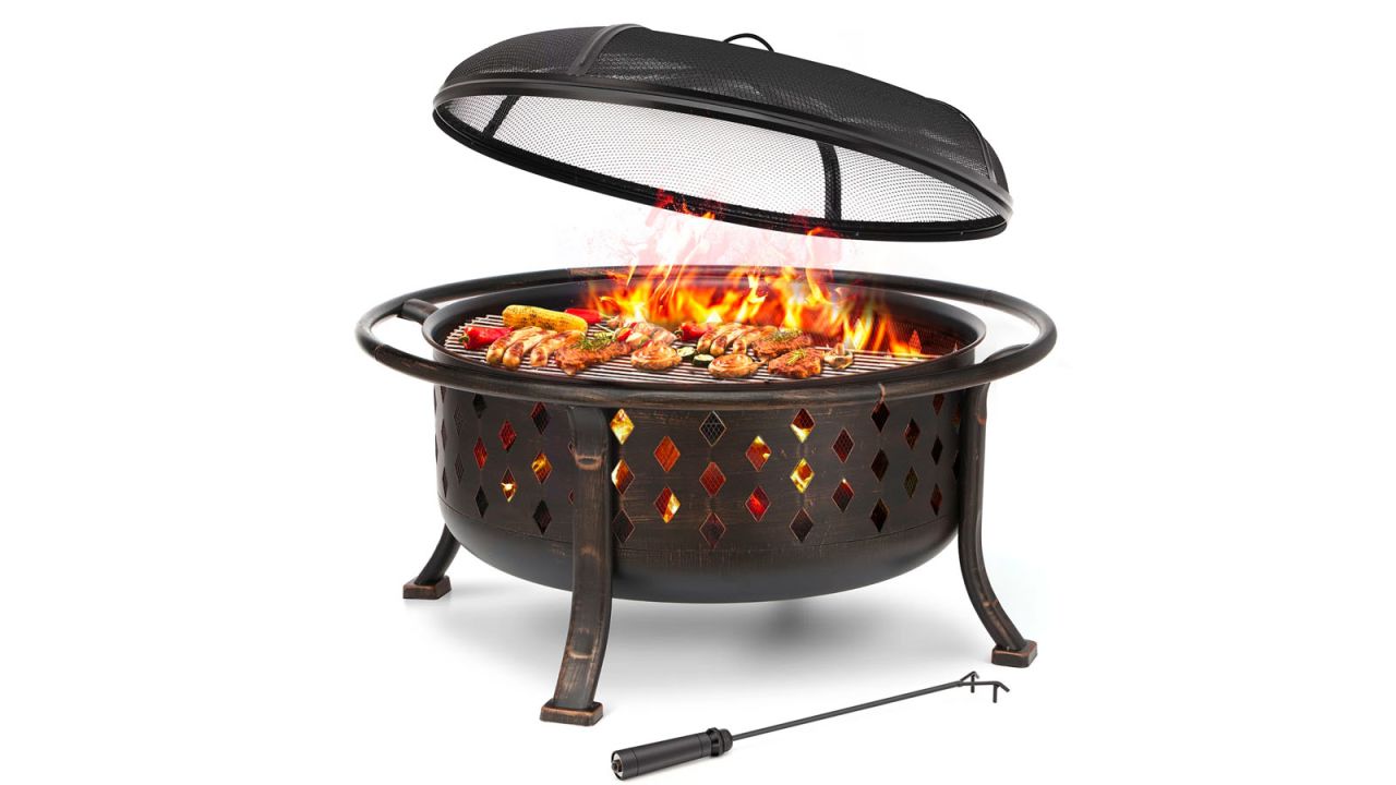  KingSo Steel Wood Burning Outdoor Fire Pit With Lid .jpg