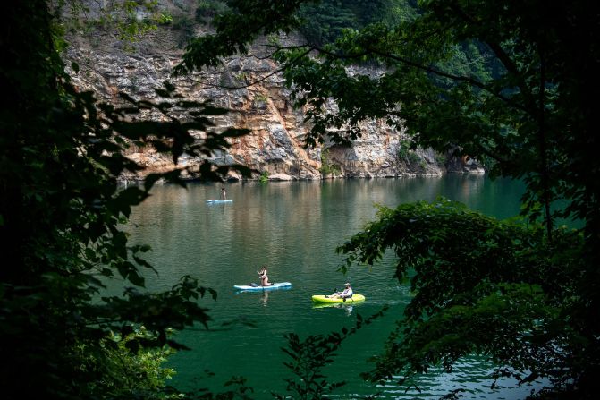 <strong>Natural beauty:</strong> Visitors can go kayaking and paddle boarding on Mead's Quarry at Ijams Nature Center.