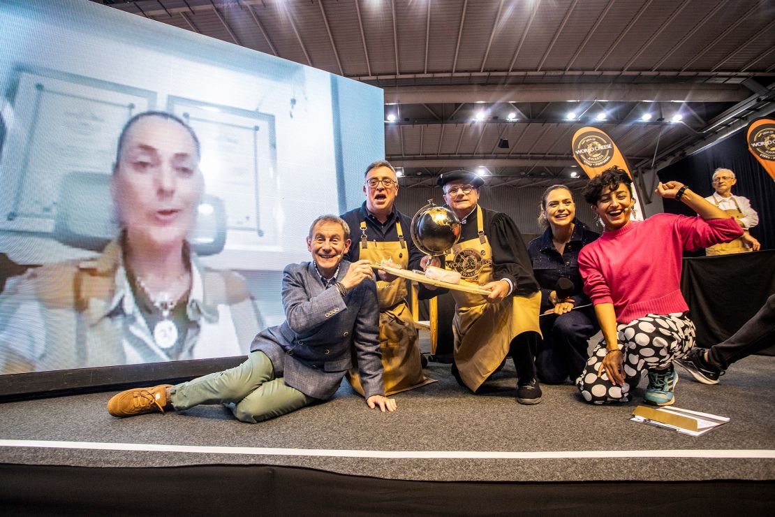 Sonia Marroyo, on screen at left, is the cheesemaker responsible for this year's champion cheese.