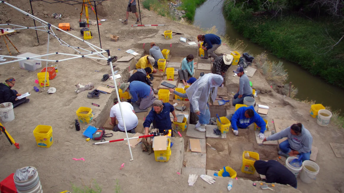 Archaeologists excavated part of the La Prele archaeological site in 2016. They found needles made from bones of the red fox and wild cat. Danny Walker