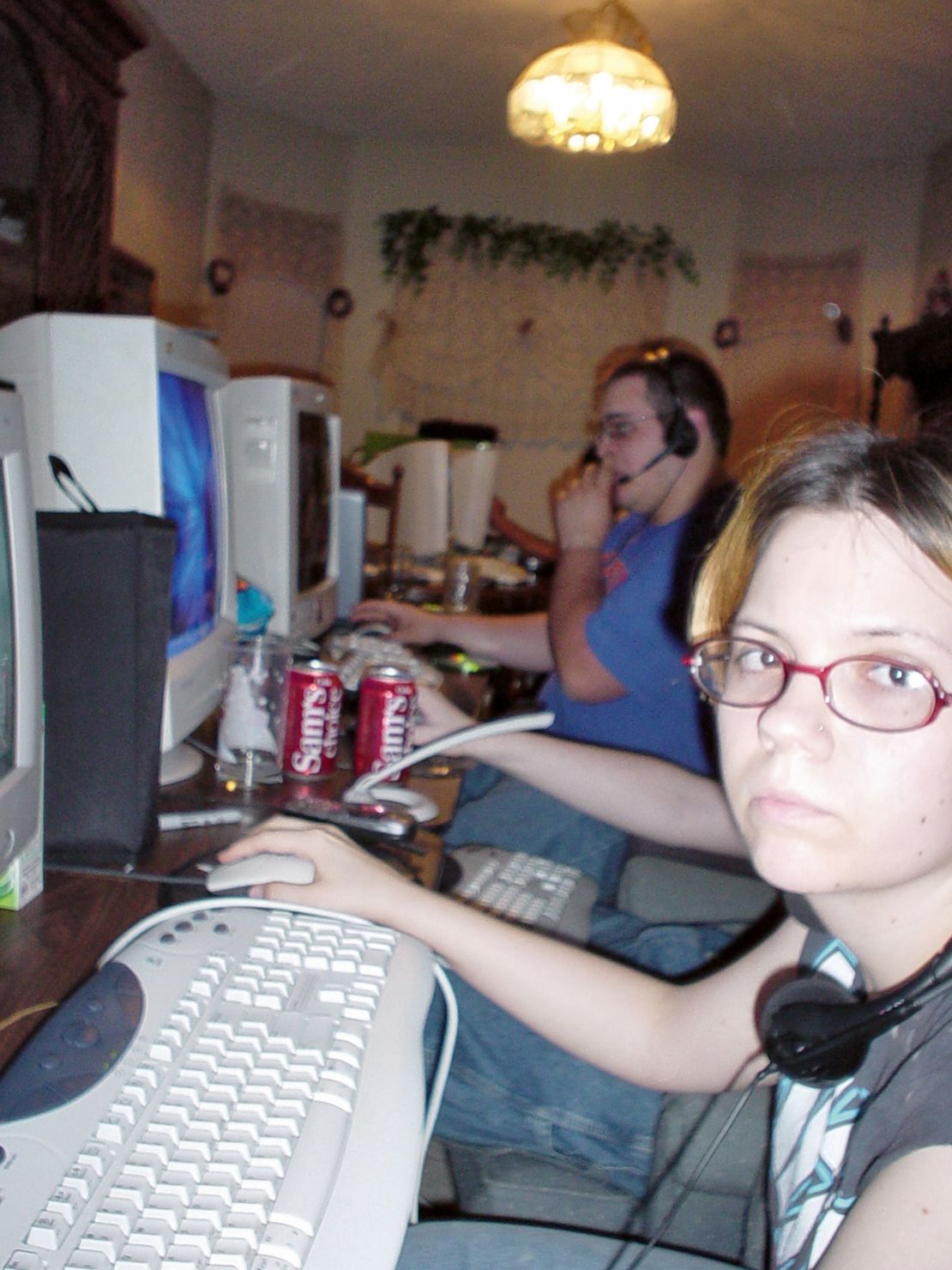 LAN parties made space for competition and community in both 'real life' and online environments simultaneously. Pictured above, gamers in Tulsa, Oklahoma in 2003.