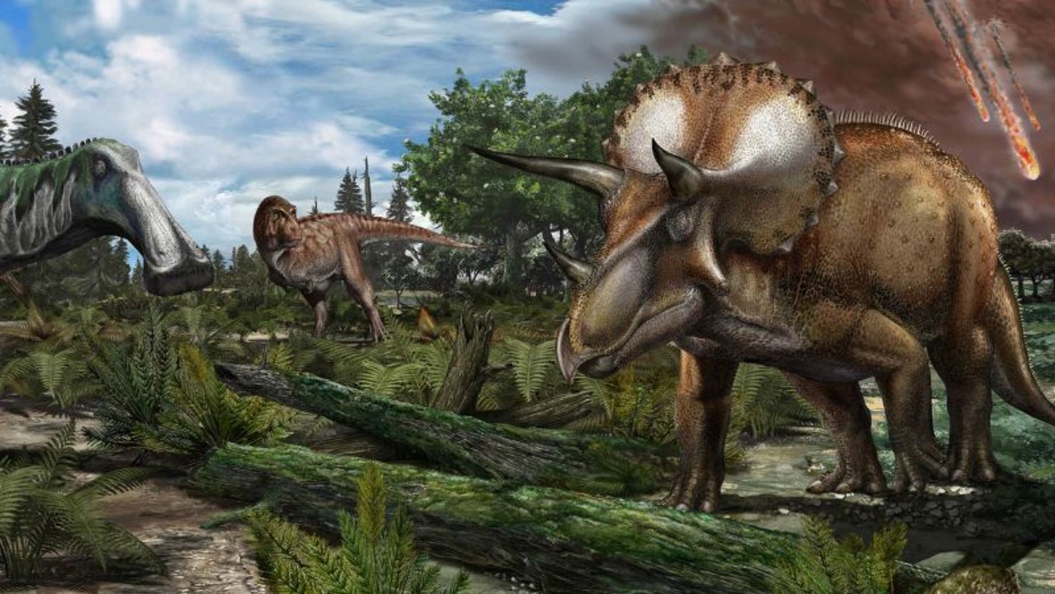 Reconstrucción artística de cómo podría haber sido el entorno norteamericano hace 66 millones de años.