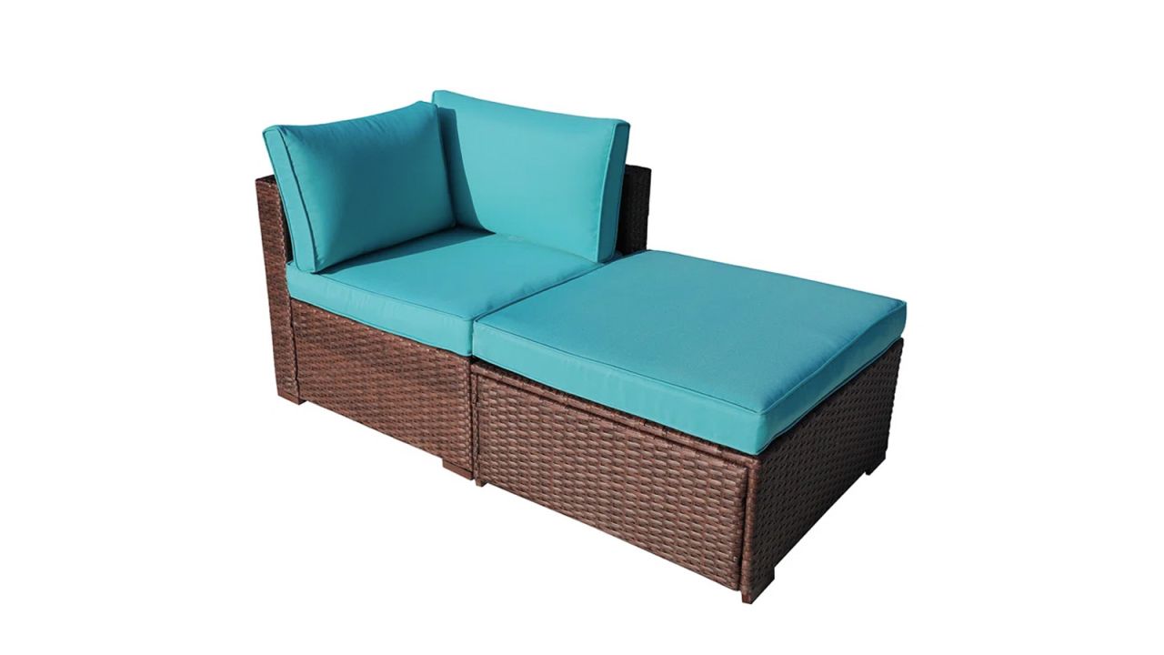 Latitude Run Patio Chair With Cushions and Ottoman