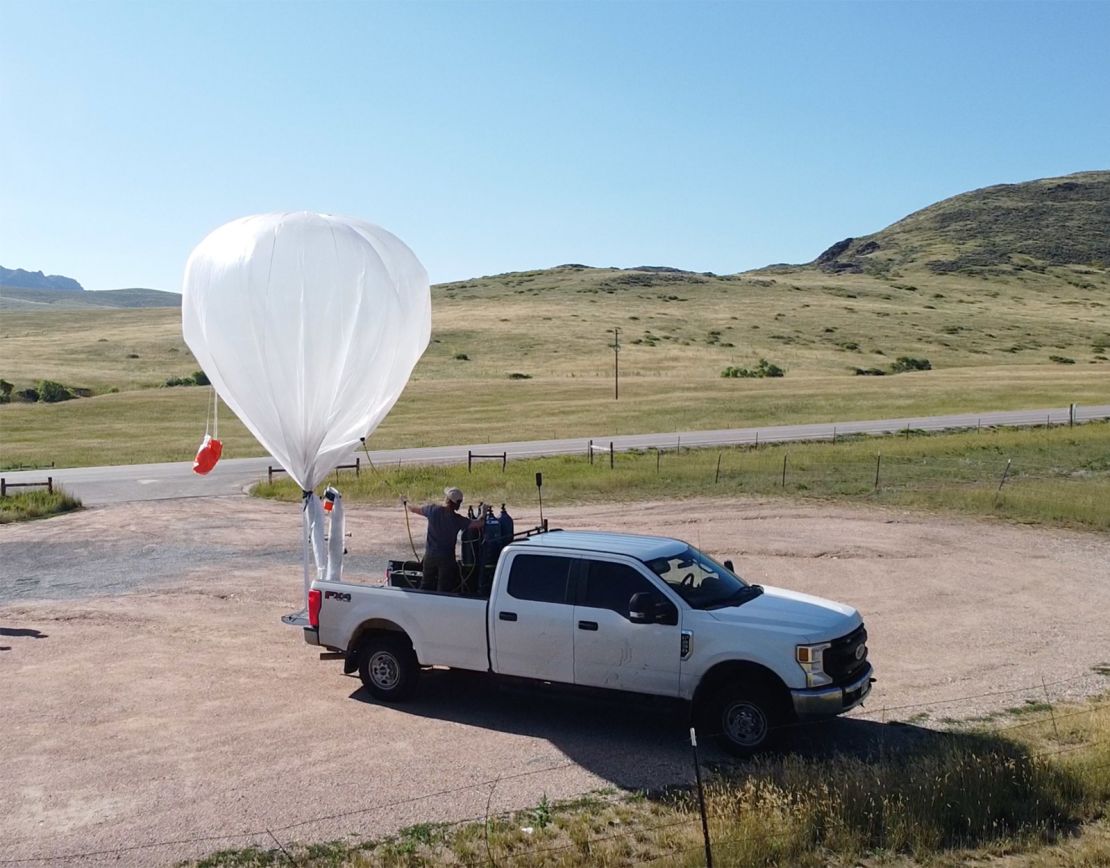 The balloons can be launched from the back of a pickup truck in less than 10 minutes.