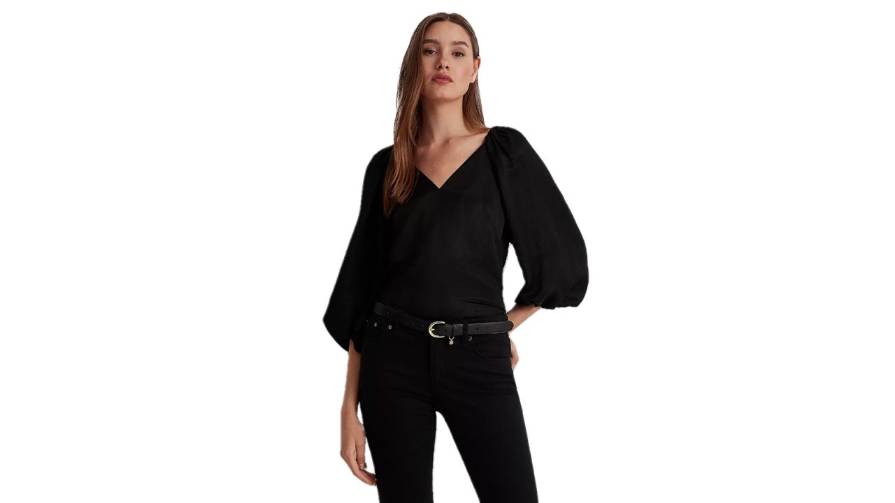 Lauren Ralph Lauren Women's Satin Shantung Bubble-Sleeve Blouse cnnu.jpg