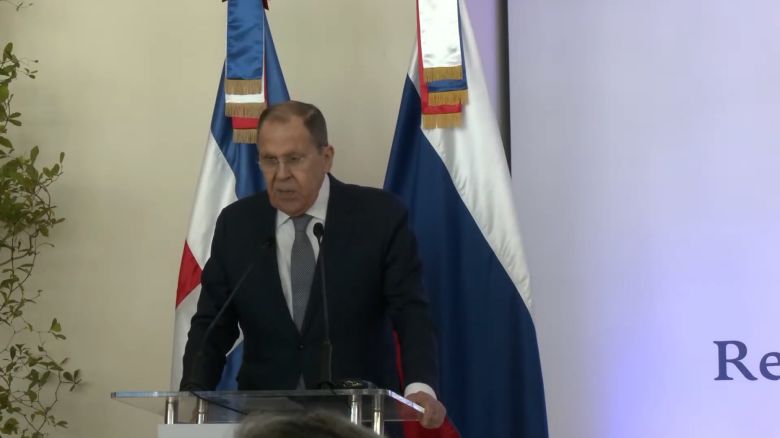 El ministro de Asuntos Exteriores de Rusia, Sergey Lavrov, habla durante su visita a Santo Domingo, República Dominicana, y anuncia apertura de embajada el 30 de abril de 2025.