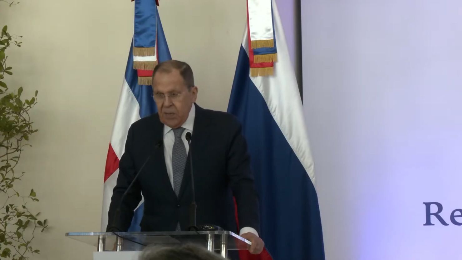 El ministro de Asuntos Exteriores de Rusia, Sergey Lavrov, habla durante su visita a Santo Domingo, República Dominicana, y anuncia apertura de embajada el 30 de abril de 2025.