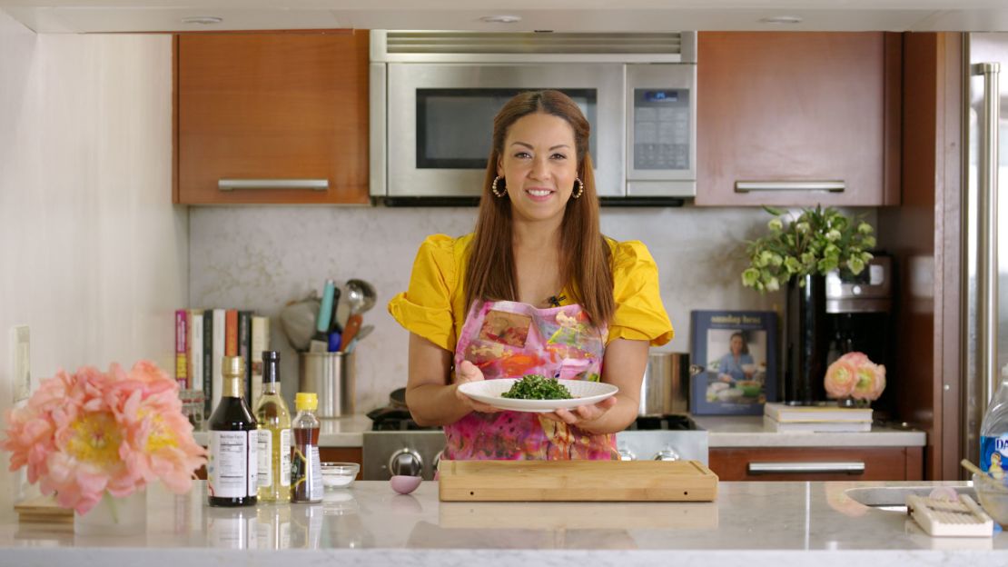 Chef and cookbook author Adrienne Cheatham shows how to make a delicious salad using collard greens.