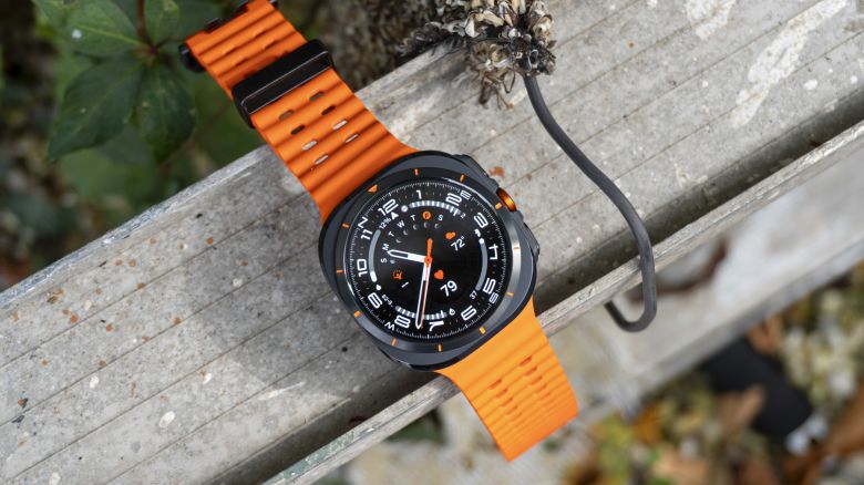 Samsung Galaxy Watch Ultra, showing orange band.