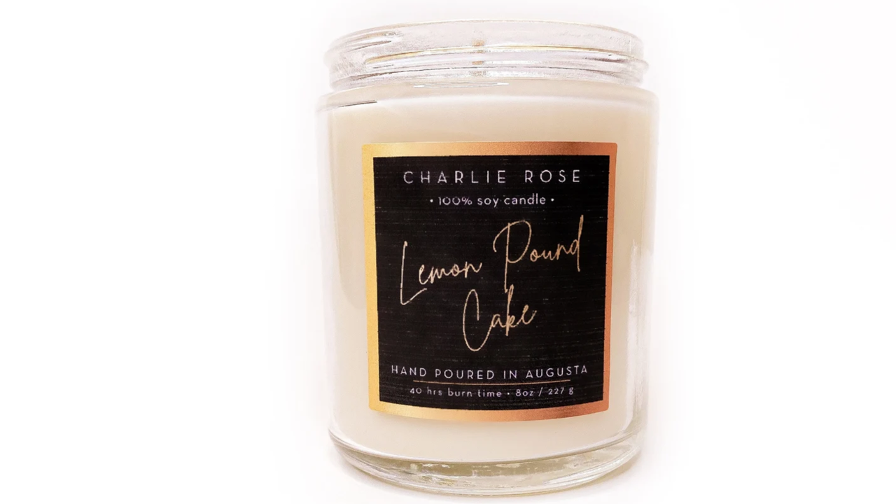 A lemon pound cake scented candle from CharlieRoseCompany.