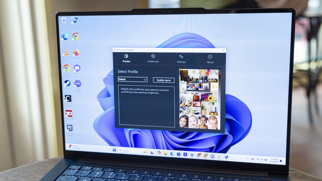 the Lenovo Yoga Slim 7x has the X-Rite Color Assistant utility open on screen