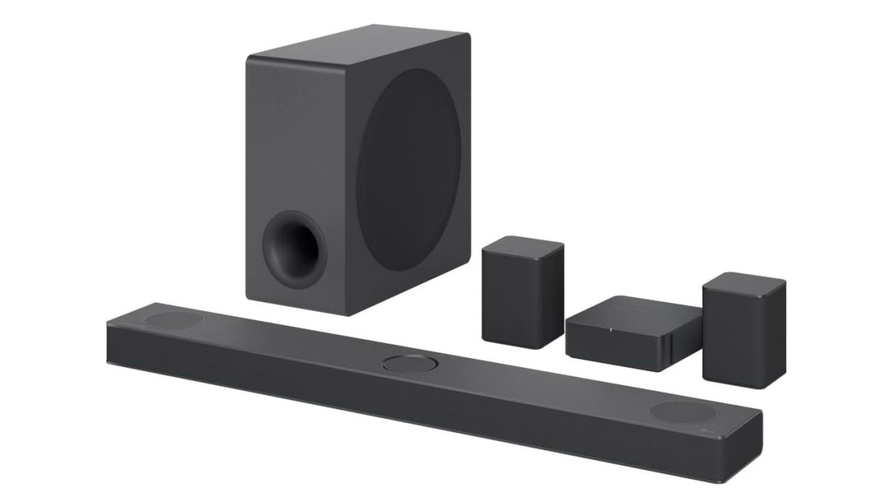 LG S80QR 5.1.3 Sound Bar with Rear Speakers with a white background