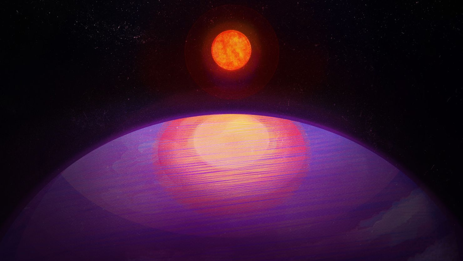 An artist's illustration depicts the potential view of a planet toward its low-mass host star. The planet, dubbed LHS 3154b, probably has a Neptune-like composition.