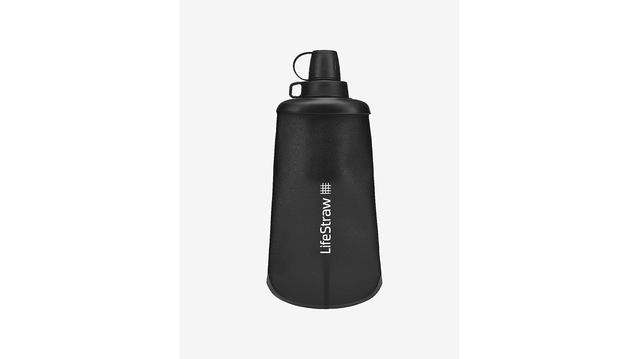 A photo of the 650ml LifeStraw Peak Series collapsible water bottle