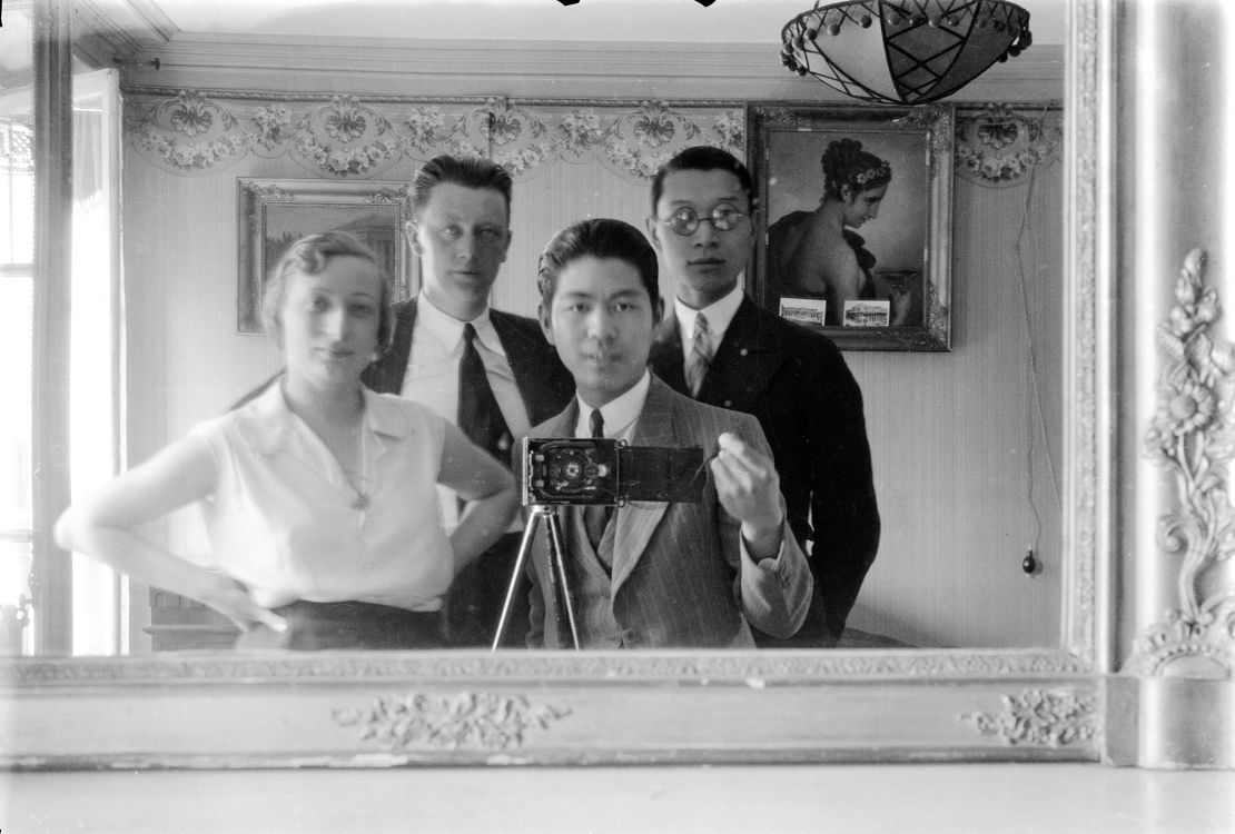 Singaporean artist Liu Kang (front right) pictured with the Chinese translator and critic Fu Lei (back right) and other friends in Paris in 1930.