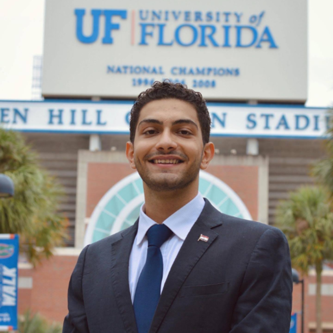 Dany Rashwan, 24, is studying computer engineering at the University of Florida. At a recent career fair, he says he struggled to find companies willing to sponsor international students.