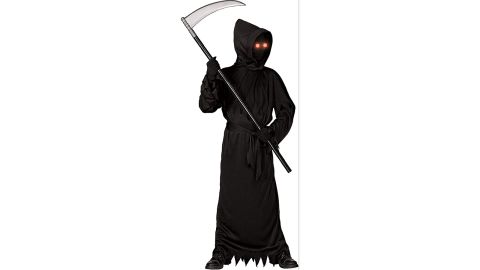Lomesion Grim Reaper Halloween Costume with Glowing Red Eyes